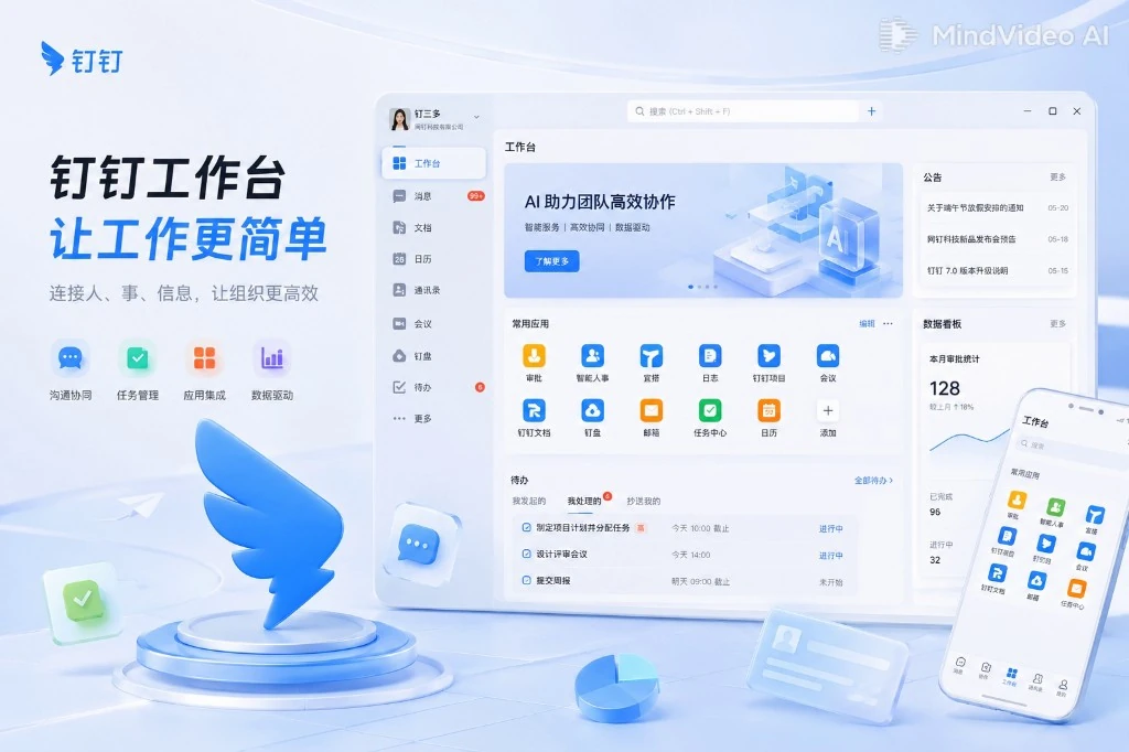 钉钉AI9.0智能办公平台等距产品图